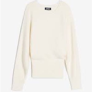 Express banded bottom crewneck knit sweater